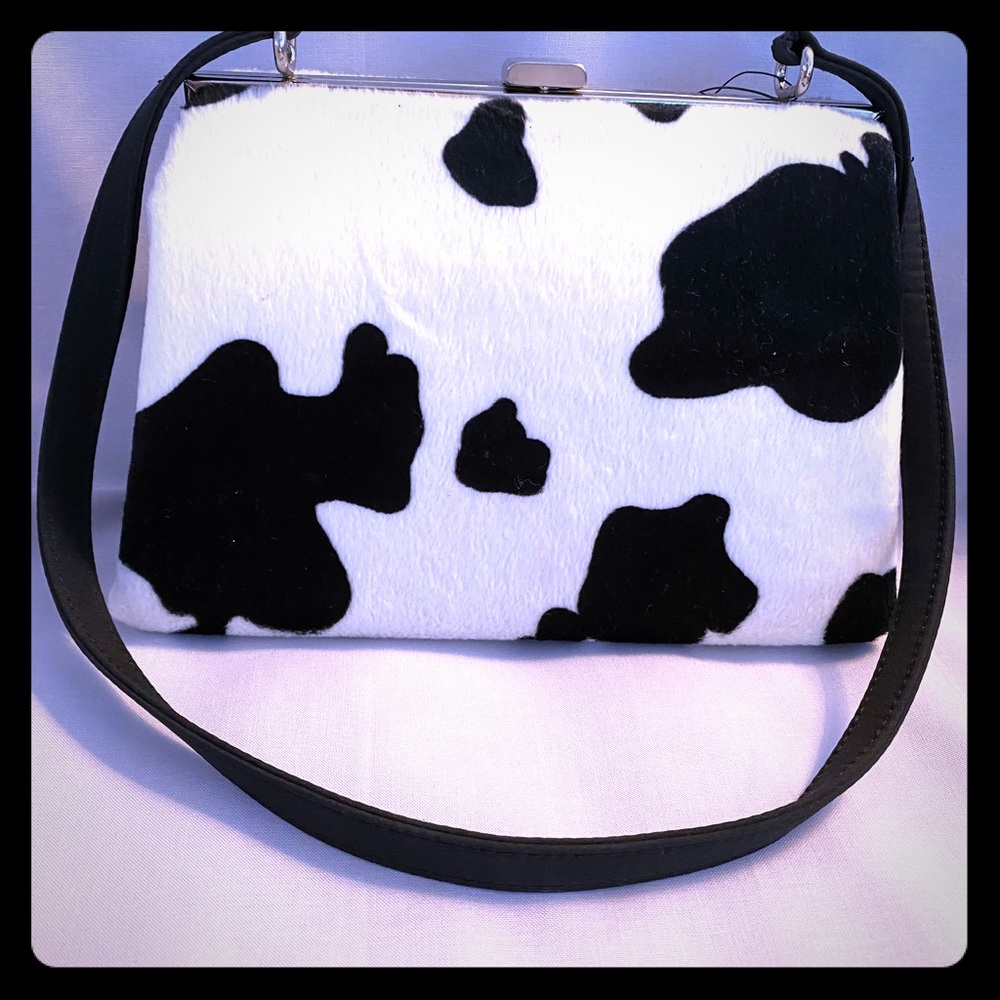 ESPRIT brand new black & white cow print purse